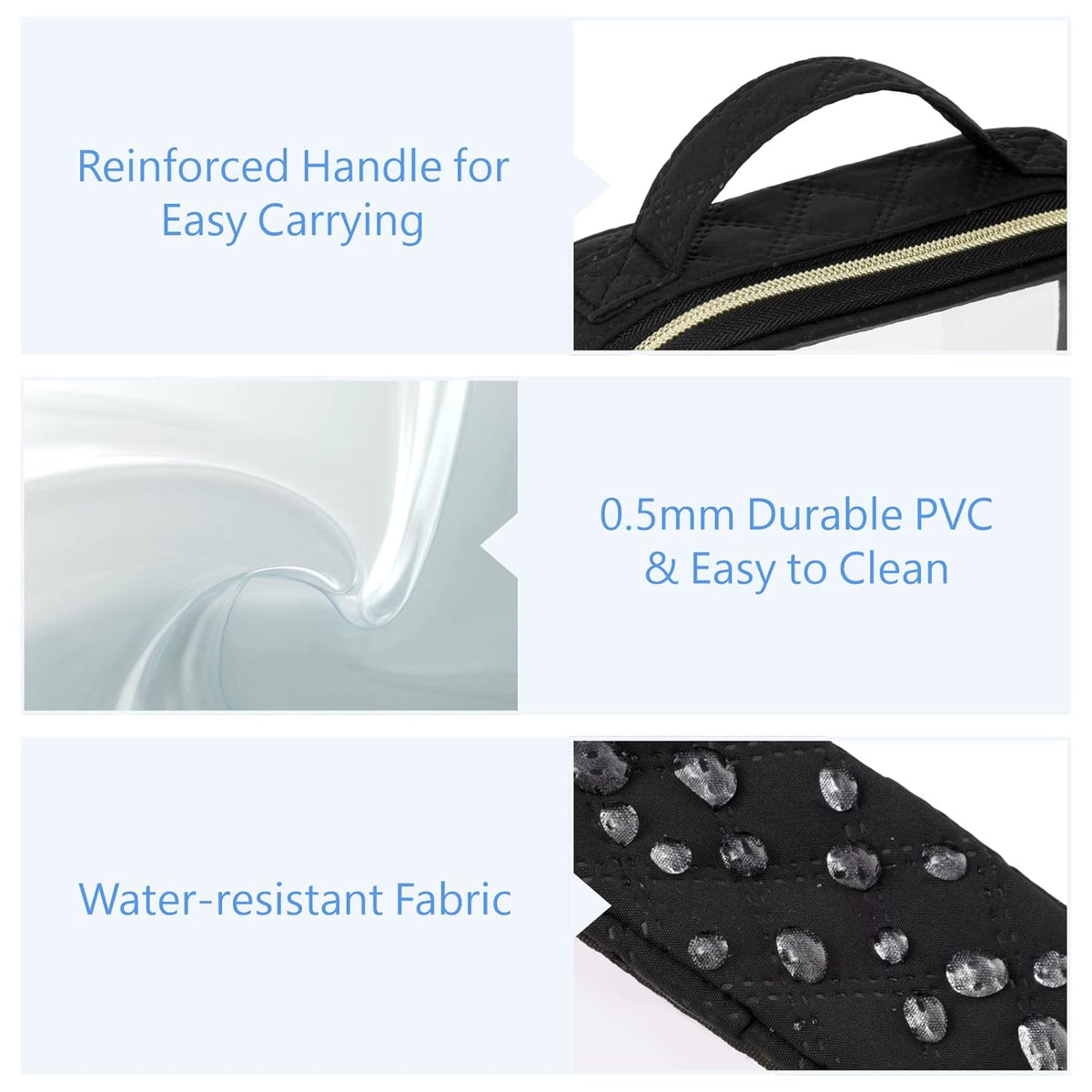 PACKISM Clear Makeup Bag - TSA Approved Toiletry Bag with Handle Large Opening, Clear Toiletry Bags for Traveling Travel Essentials, Travel Bags for Toiletries, Black