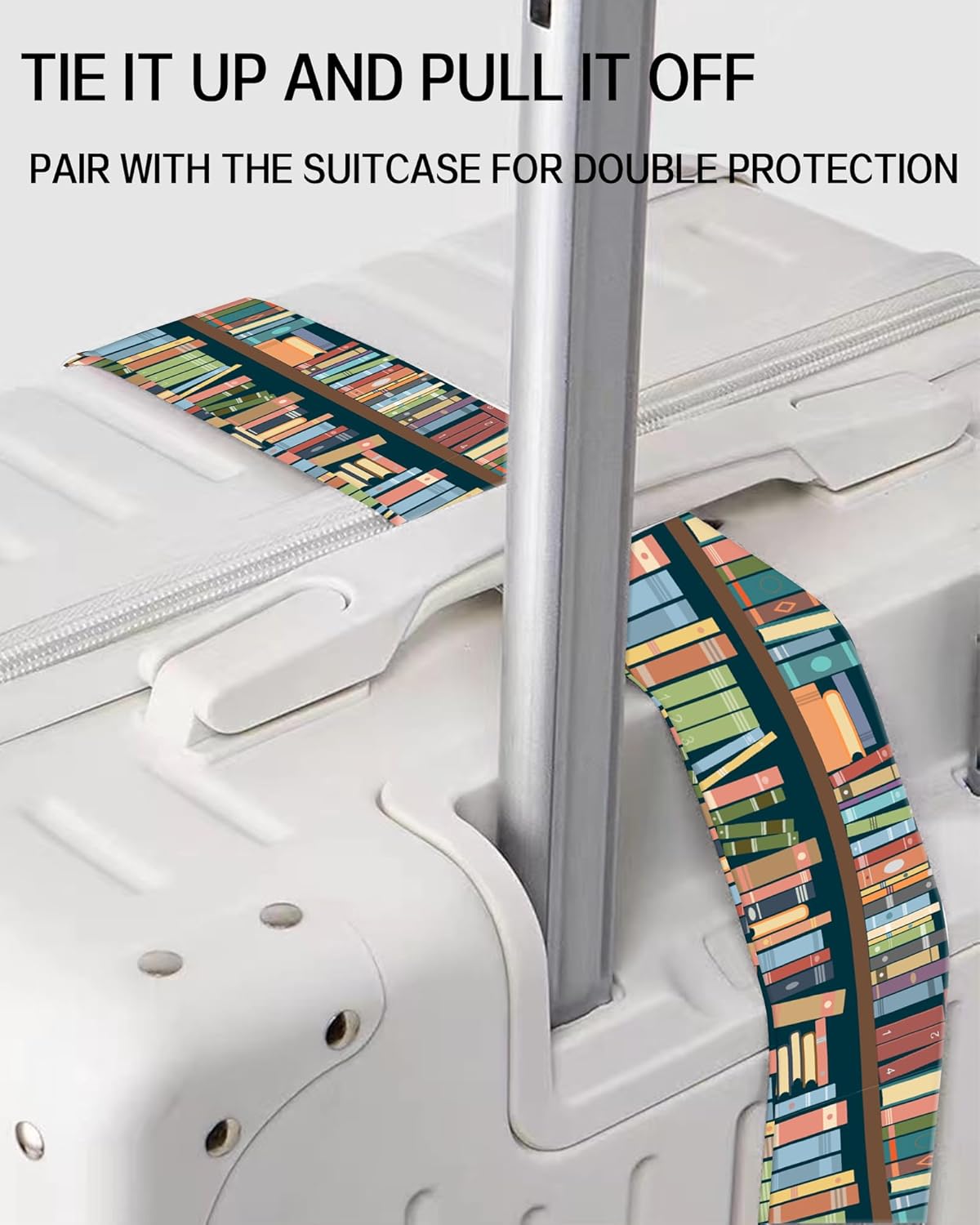 Luggage Straps for Suitcases, Adjustable Travel Belt, Durable Wide Luggage Strap, Cute Suitcase Strap Identifiers with Buckle, Bag Straps for Luggage, Cute Book Pattern