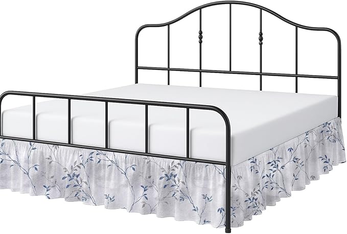 Cottington Lane Ruffled Bed Skirt Twin Size with Split Corner, Brushed Microfiber Hotel Quality Dust Ruffle, 15 Inch Drop Gathered Bedskirt, Soft, Stylish, Shrink & Fade Resistant, Neutral Nature