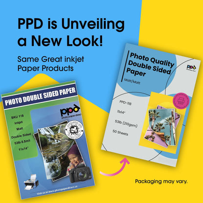 PPD Double Sided Photo Paper, Matte Brochure Paper 11 x 14 for Inkjet Printer, 210 gsm, 9 mil Thick for Magazine, Flyer, Presentation, Program, Instant Dry & Water Resistant (50 Sheets)