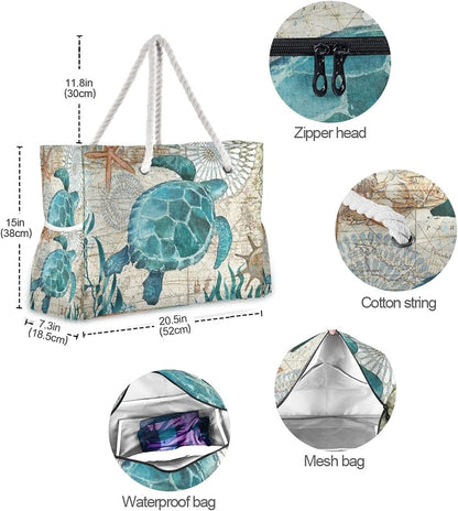senya Large Beach Shoulder Bags Canvas Tote Water Resistant for Gym Travel Daily