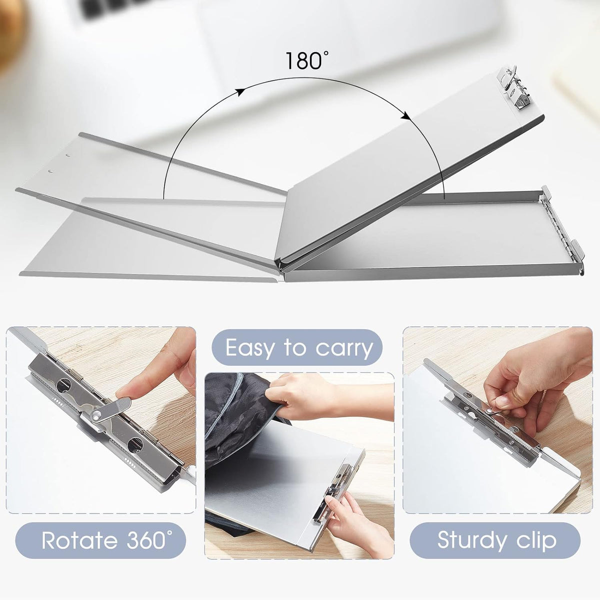 Henoyso Metal Storage Clipboard Bulk Heavy Duty Aluminum Clip Board for Teacher Contractor Medical Construction Office School Classroom, 12.6x9.2x1 Inch, Fit Letter Size 8.5x11 Inch Paper(1 Pcs)