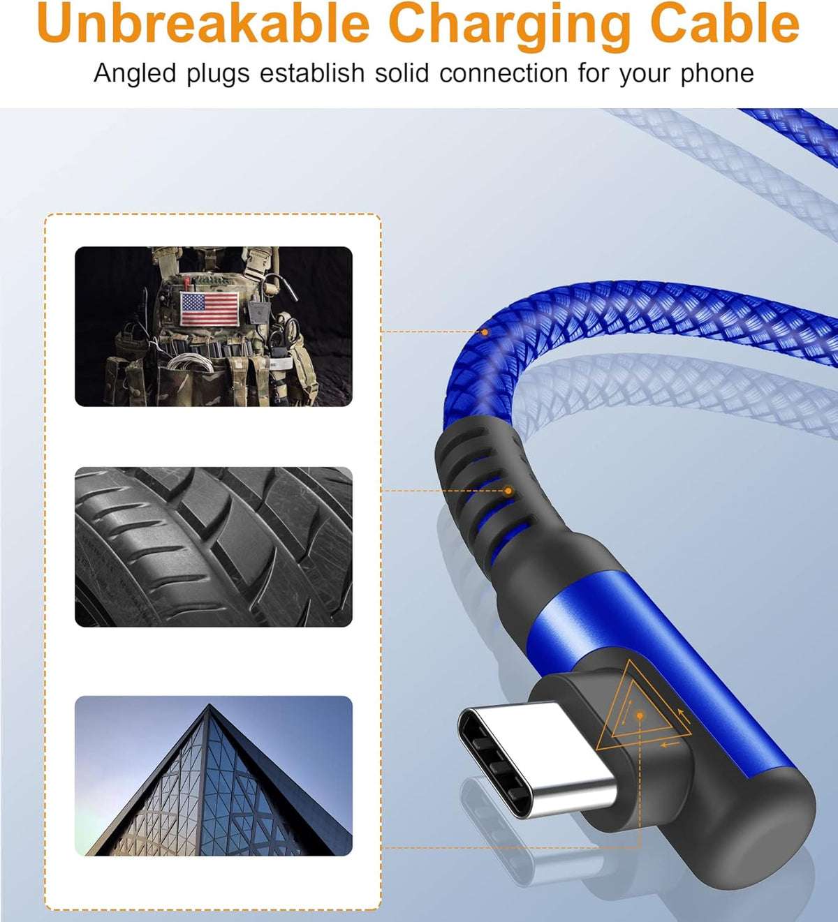 sweguard USB C Cable Right Angle [3Pack, 10FT+6.6FT+3.3FT], USB Type C iPhone 15 Charger Cable Nylon Braided Cord for iPhone 16 15 Pro Max Plus, Samsung Galaxy S25 S24 S23 S22 S21 S10 Note 20 10,Moto