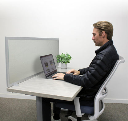 OBEX Acoustic Mounted Screen Privacy Panel Table Top Separator, Sound Blocking Desk Divider (Overcast, 24" X 48")