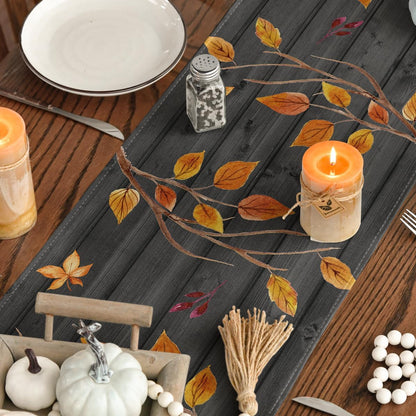 Artoid Mode Fall Gnomes Pumpkins Sunflower Maple Leaves Thanksgiving Table Runner, Seasonal Harvest Vintage Kitchen Dining Table Decoration for Indoor Outdoor Home Party Decor 13 x 72 Inch