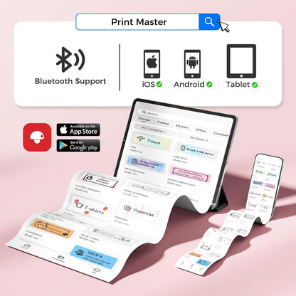 Label Maker Machine with Tape, Label Makers with Multiple Templates, Mini Label Maker Widely Used in Home Office School Organization, Bluetooth Label Printer Easy to Use for Small Labels, Pink