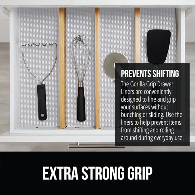 GORILLA GRIP powerGRIP Drawer Shelf and Cabinet Liner, Thick Strong Hold