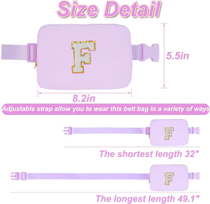 Belt Bag Fanny Pack Crossbody Bags with Initials Cute Stuff Birthday Gifts for Teenager Girls Trendy Stuff - White F,Lavender Bag