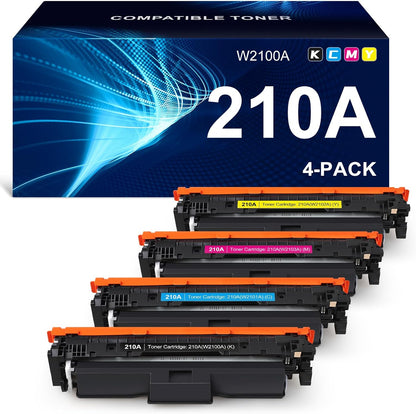 210A Toner Cartridges 4 Pack Compatible Replacement for HP 210A 210X W2100A W2101A W2102A W2103A Works for HP Color Pr MFP 4301 4201 Series 4201dw 4201dn MFP 4301dw 4301fdn 4301fdw Printer 4-Pack