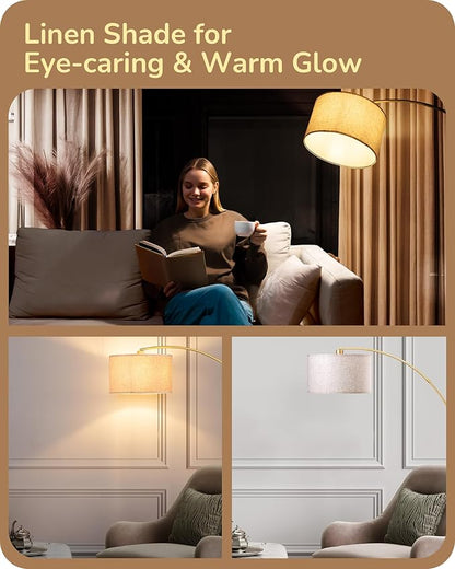 EDISHINE 78.3" Gold Arched Floor Lamp