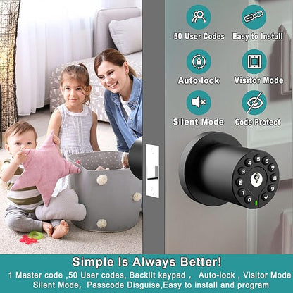 BOTHSTAR Keypad Door Knob with Key, Keyless Entry Door Lock, Code Locks Door