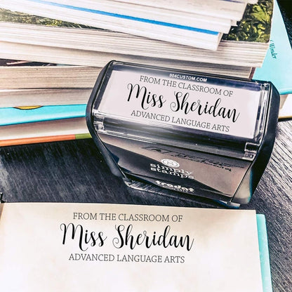 Custom Self-Inking Teacher Stamps | 49 Designs | Fun Phrases | Grading Made Easy | Classroom and Library Book Stamps (From The Classroom of Subject, Xtra Large)