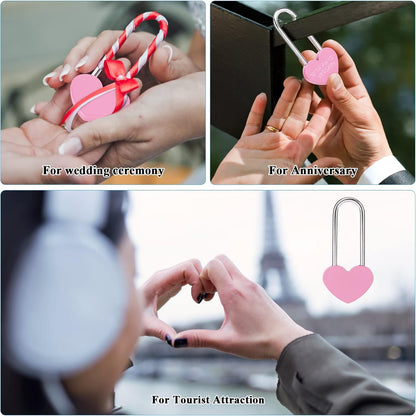 20PCS 3.5" Love Lock Heart Padlock,Pink Single Heart Wish Lock for Lovers Wedding, Valentines, Anniversary, Travel (NO Key)