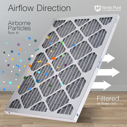Nordic Pure 12x25x1 (Actual Size: 11 3/4 x 24 3/4 x 3/4) Furnace Air Filters MERV 12 Pleated Plus Carbon 12 Pack