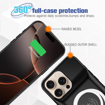 Battery Case for iPhone 16 Pro Max, 12000mAh Capacity Portable Charger Case Rechargeable Smart Battery Pack Compatible with iPhone 16 Pro Max 6.9 inch Charging Cover Support Wireless Charging-Black