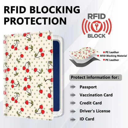 Passport Holder for Travel, Cute Passport Cover for Women Men, Waterproof PU Leather Rfid Blocking Passport Wallet with Credit Card Case for Travel Family, Boys Girls Travel Essentials