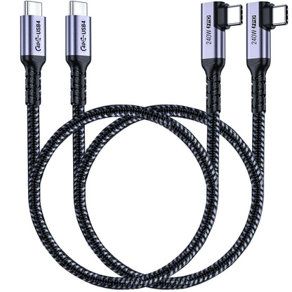 Short USB 4 Cable Right Angle [1.5FT 2 Packs], 240W Fast Charging with High Speed 40Gbps Data Transfer and 8K Video Display Compatible with iPhone 16/16 Plus/16 Pro Max, MacBook, Galaxy S23