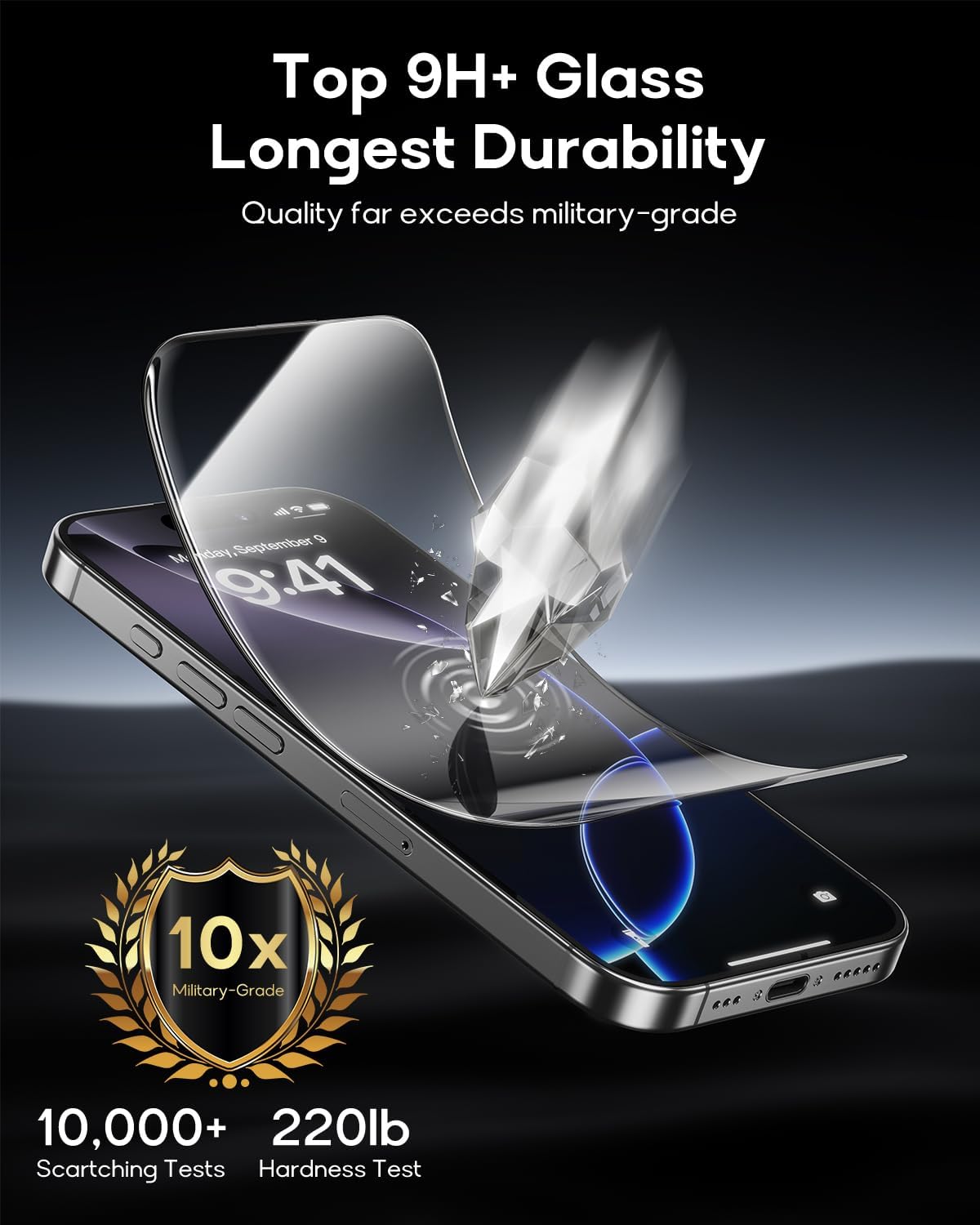 3 Pack for iPhone 16 Plus Tempered Glass Screen Protector:9H+ Durable, Auto Positioning, Bubble Free, High Definition, Easy Installation