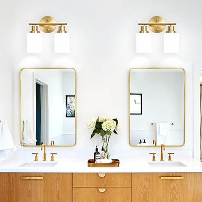 Guliaofo 2-Light Vanity Lights, Brushed Gold Bathroom Light Fixture
