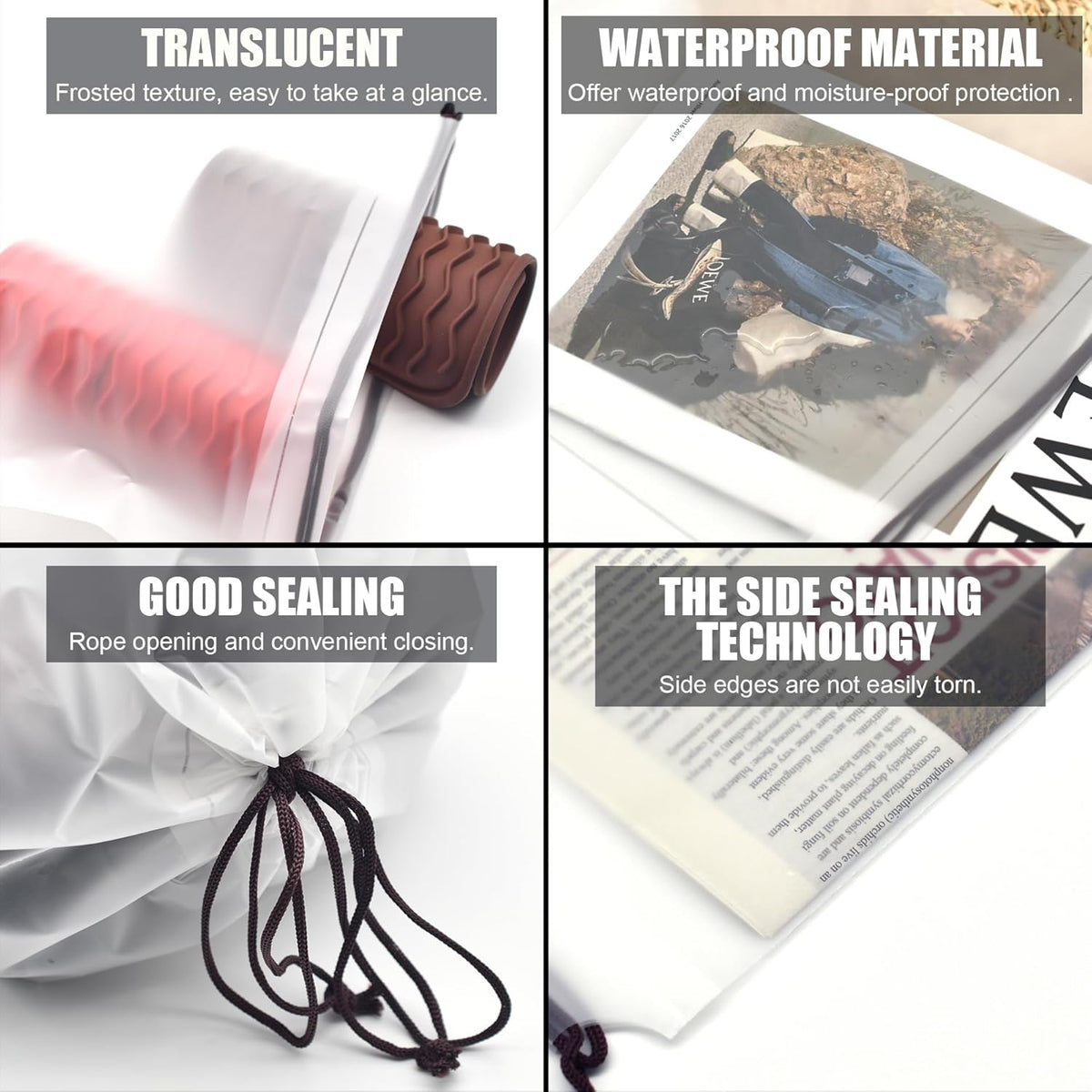 Hoewina Transparent Shoe Bags for Travel with Rope 8PCS Large Clear Shoe Bag Storage 11.8in X 15.7in Portable Travel Shoe Bags for Men and Women
