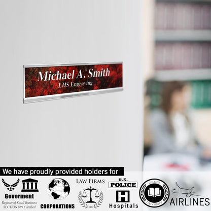 Engraved Custom Door Plate Burgundy Plastic Office Door Sign with White Letters - Made in USA 2x8 B26