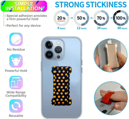 Phone Grip Holder for Hand, Universal Finger Strap Phone Holder, Finger Selfie Grip Compatible with Most Smartphones (Dot Yellow) - 2Pack