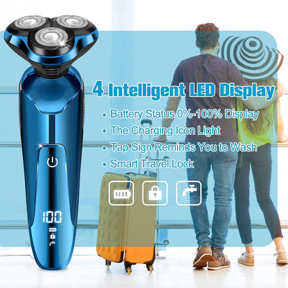 Electric Razor for Men,Men’s Electric Shavers Rotary,LED Display 100% Waterproof Cordless Razor, Wet/Dry Shaving,Shaver for Men Replaceable Blades Portable Travel Razors
