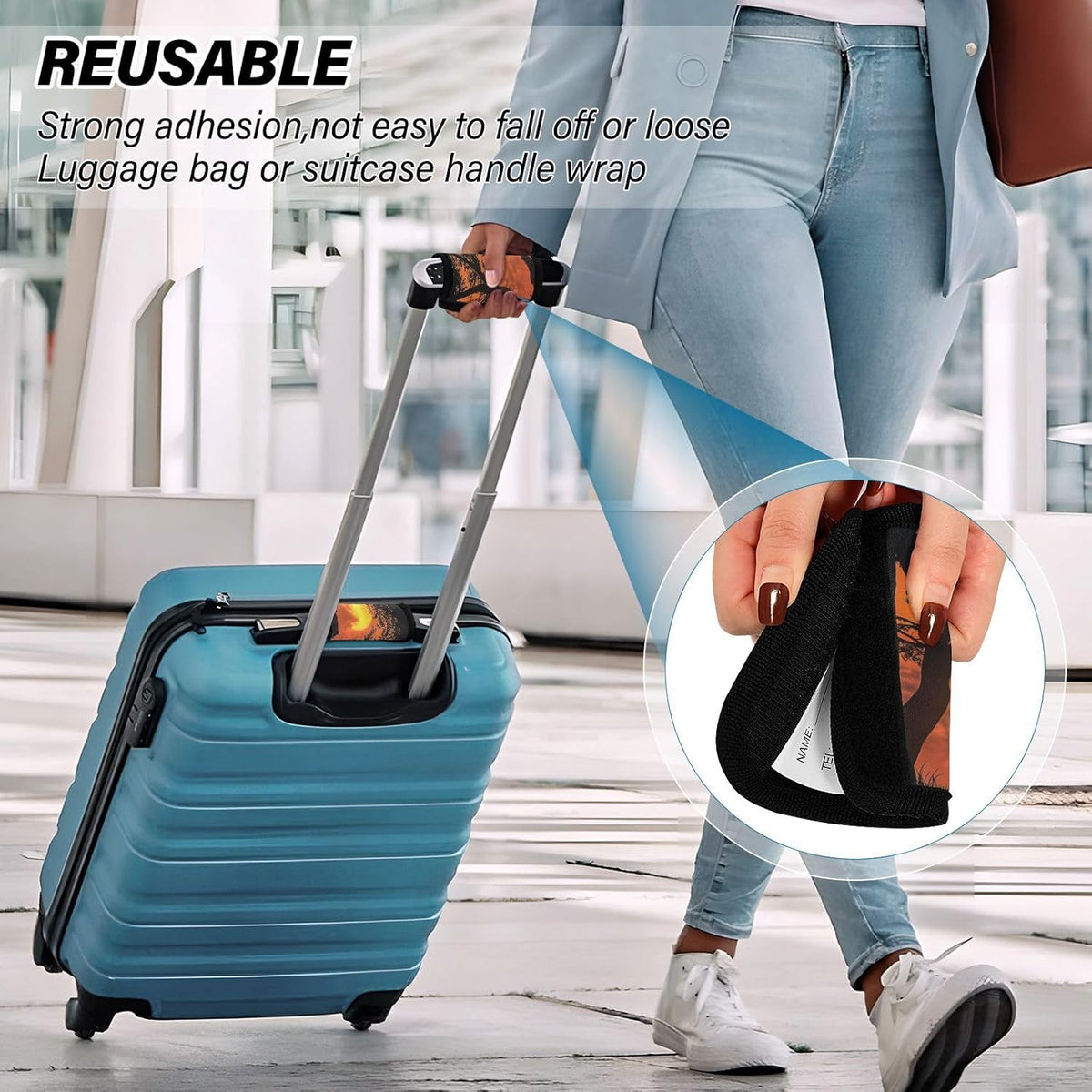 Sunset Forest Wolves 4 Pack Luggage Handle Wraps Covers for Suitcase Identifiers Bag Tags Travel Accessories