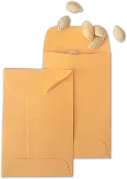 500 PCS #5 Coin Envelopes, 3.125 x 5.5 inches Brown Kraft Envelopes Classic Small Parts Envelopes with Self Adhesive Gummed Flap for Coins, Cash, Credit Cards, Seeds