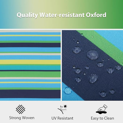 Outdoor Chair Cushions Set of 6, 18.5 x 16 Inch Patio Chair Cushions for Outdoor Furniture, Water Resistant Outdoor Patio Chair Cushions with Non-Slip Ties(Blue & Green Pinstripe)