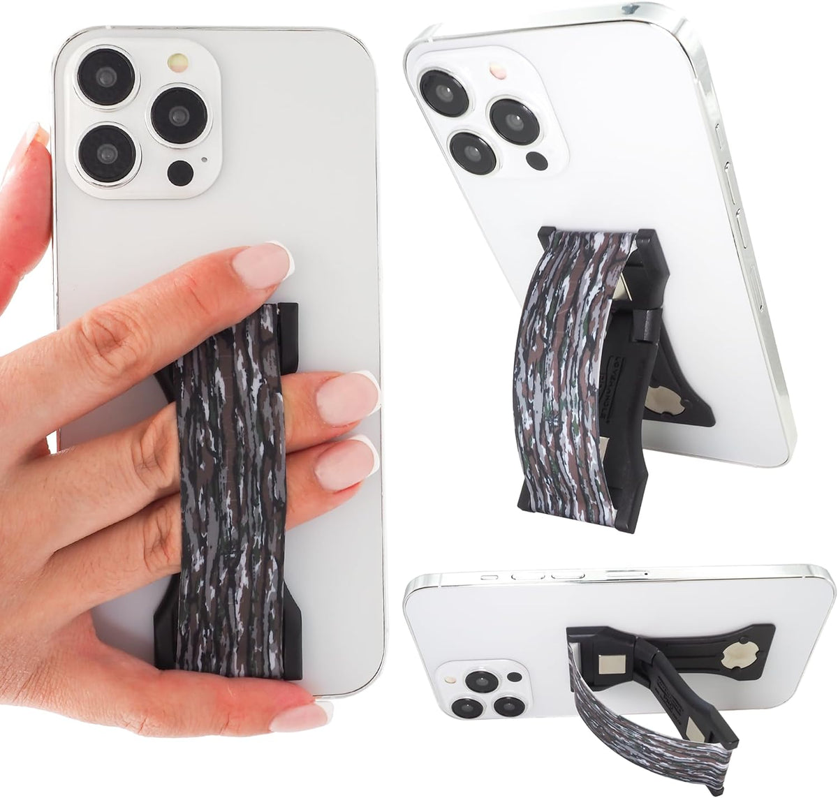 LOVEHANDLE PRO Premium Phone Grip - Silicone Phone Strap - Magnetic Phone Mount and Kickstand for Smartphone and Tablet - Realtree Original Camo Silicone
