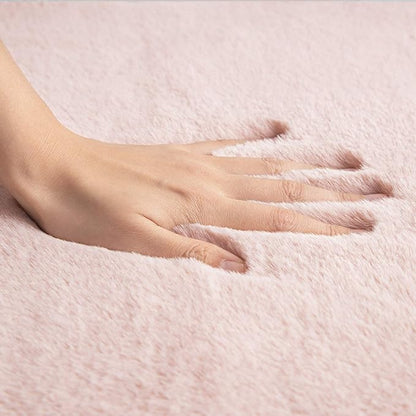 Ashler HOME DECO Ultra Soft Faux Rabbit Fur Chair Couch Cover Area Rug for Bedroom Floor Sofa Living Room Pink 2.2 x 6 Feet