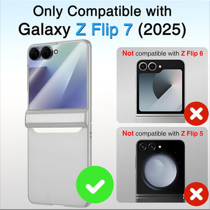 STORMTAL for Samsung Galaxy Z Flip 7 Case, Hinge Protection, Built-in Screen Protector, Wireless Charging, Shockproof, Slim Rugged Phone Protective Case for Galaxy Z Flip 7 Silver