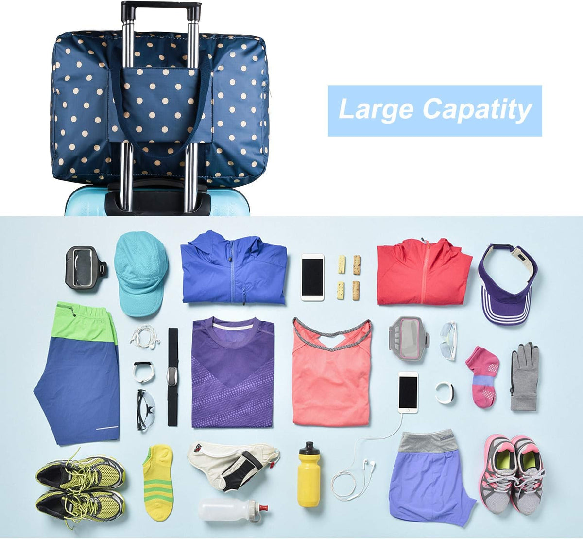 F.FETIVIN Weekender Bag Carry On Travel Duffle Medium Overnight Bag for Women(Dream Blue)
