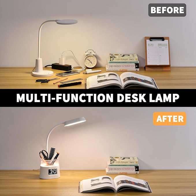 Led Desk Lamp with Pen Holder, Touch Lamps