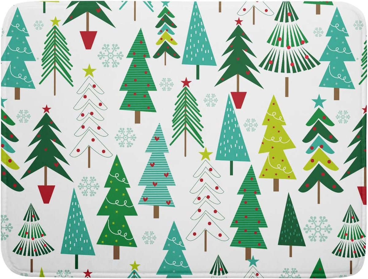 Green Trees Dish Drying Mat for Kitchen Counter Holiday Super Absorbent Reversible Microfiber Kitchen Countertop Protector Dishes Pad Large 18x24 inch