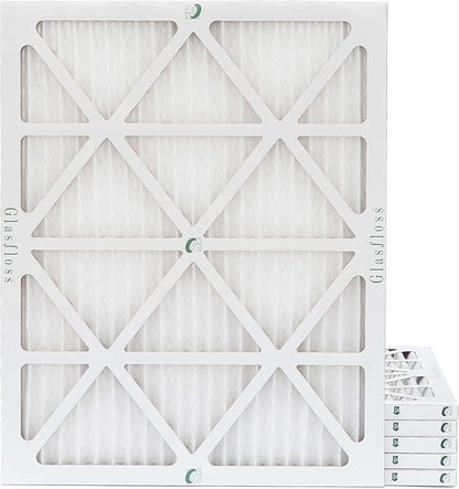 Glasfloss 20x25x1 MERV 10 (FPR 5-6) Pleated Air Filters Box of 6. Actual Size: 19-1/2 x 24-1/2 x 7/8