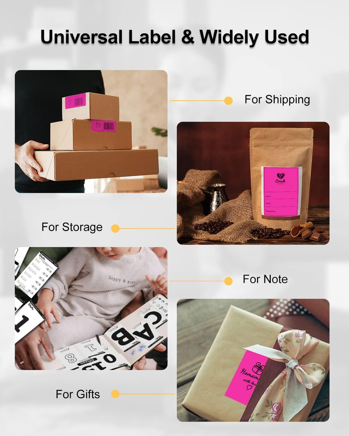 Phomemo 4x6 Thermal Label Printer Paper - 500 PCS Rose 4"x6" Fan-Fold Shipping Supplies Labels - Water/Oilproof Label Stickers - Permanent Adhesive Mailing Labels Paper for Thermal Printer