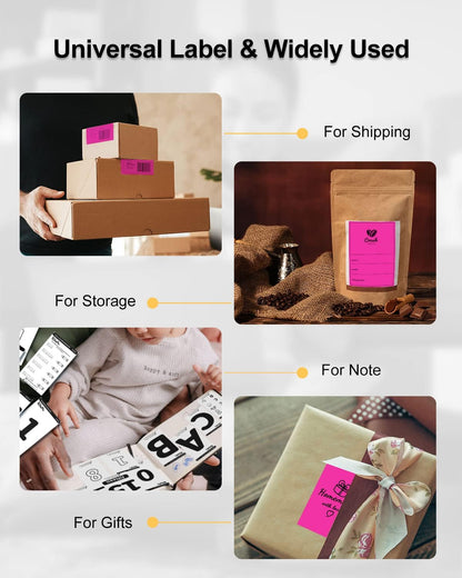 Phomemo 4x6 Thermal Label Printer Paper - 500 PCS Rose 4"x6" Fan-Fold Shipping Supplies Labels - Water/Oilproof Label Stickers - Permanent Adhesive Mailing Labels Paper for Thermal Printer
