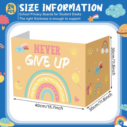 Honoson 24 Pcs Bulk Inspirational Privacy Folders for Students Cardboard Test Privacy Boards Motivational Words Desk Dividers Shield for Classroom School Study Supplies, 6 Styles (Boho)