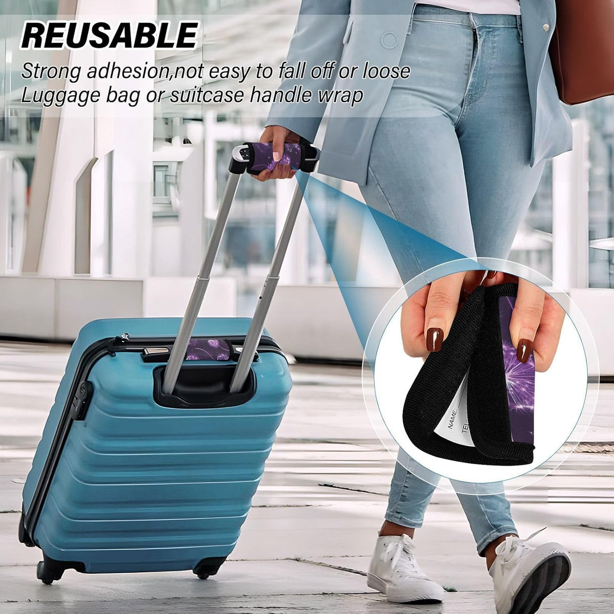 Cute Purple Dandelions 2 Pack Luggage Handle Wraps Covers for Suitcase Identifiers Bag Tags Travel Accessories