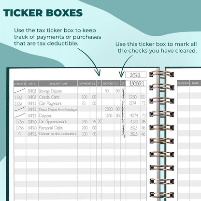 Clever Fox Check Register for Personal Checkbook – Checking Book Register – Checkbook Register – Accounting Ledger Book – 3968 Entry Lines, 6.1" x 8.3", Spiral Binding, Hardcover, Dark Teal
