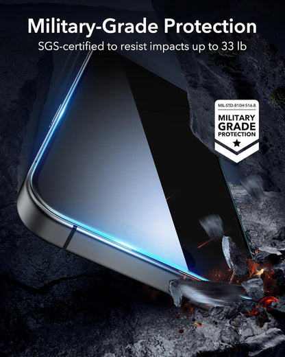 ESR 3 Pack for iPhone 16 /iPhone 15 Screen Protector, [9H Hardness] [Military Grade Shatterproof] Full Coverage Tempered Glass Film with Flawless Fit Tray, HD Clear, Scratch Resistant