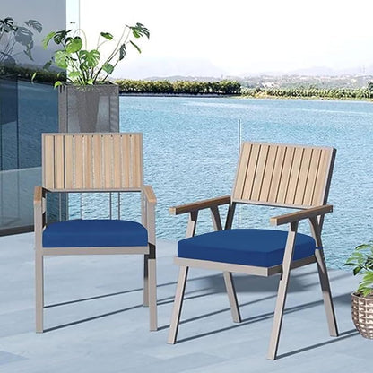 Cozyide Outdoor Chair Cushions, Waterproof Patio Seat Cushions with Adjustable Straps, Round Corner Patio Chair Cushions for Garden, Royal Blue, 17x16x2 Inch (Pack of 2)