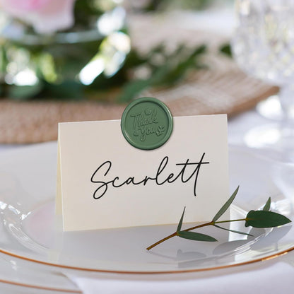 25 Pcs Handmade Wax Seal Stickers, Wedding Invitation Envelope Seal Stickers, Perfect for Invitation, Christmas, Gift Wrapping(Thank You Style, Olive Green Wax)
