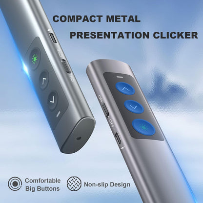 Rechargeable Green Laser Pointer Presentation Clicker for Laptop PowerPoint, USB-A USB-C Wireless Presenter Remote Power Point Clicker for Computer/Mac/PPT/Slideshow/Google Slide Advancer
