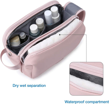 BAGSMART Toiletry Bag for Men, Travel Toiletry Organizer Dopp Kit Water-resistant Shaving Bag for Toiletries Accessories, Door Room Essentials,Beige-medium