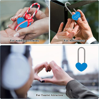 Love Lock Heart Padlock, Blue Single Heart Wish Lock for Lovers Wedding, Valentines, Anniversary, Travel, Valentines Day(No Key)