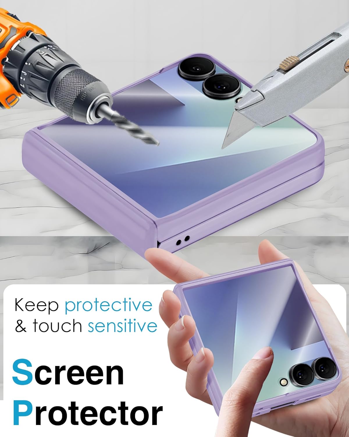 STORMTAL for Samsung Galaxy Z Flip 7 Case, Hinge Protection, Built-in Screen Protector, Wireless Charging, Shockproof, Slim Rugged Phone Protective Case for Galaxy Z Flip 7 Purple