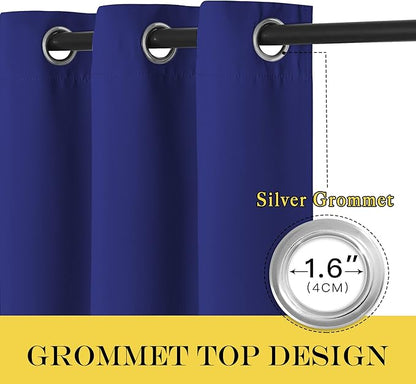 NICETOWN Bedroom Blackout Curtains 95 inch Length - Triple Weave Energy Saving Thermal Insulated Solid Grommet Blackout Draperies for Patio/Hall (1 Pair, 80 inches Wide, Navy Blue)